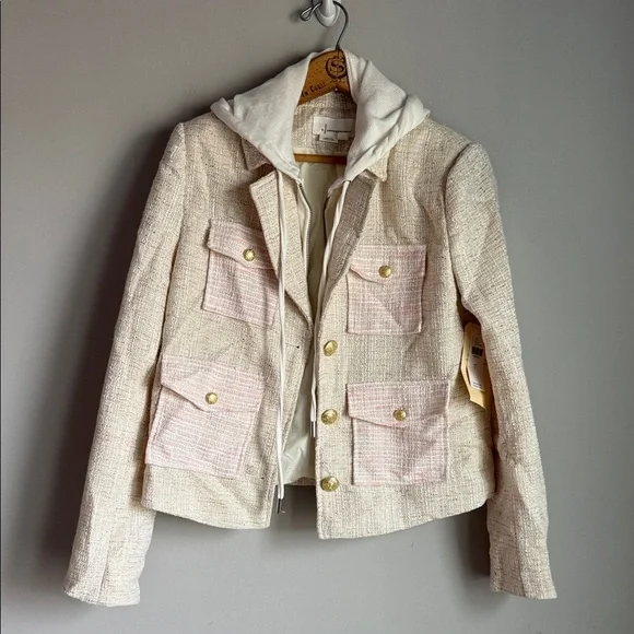 NEW By Anthropologie Tweed Patch Pocket Dickie Jacket Small - Picture 2 of 12